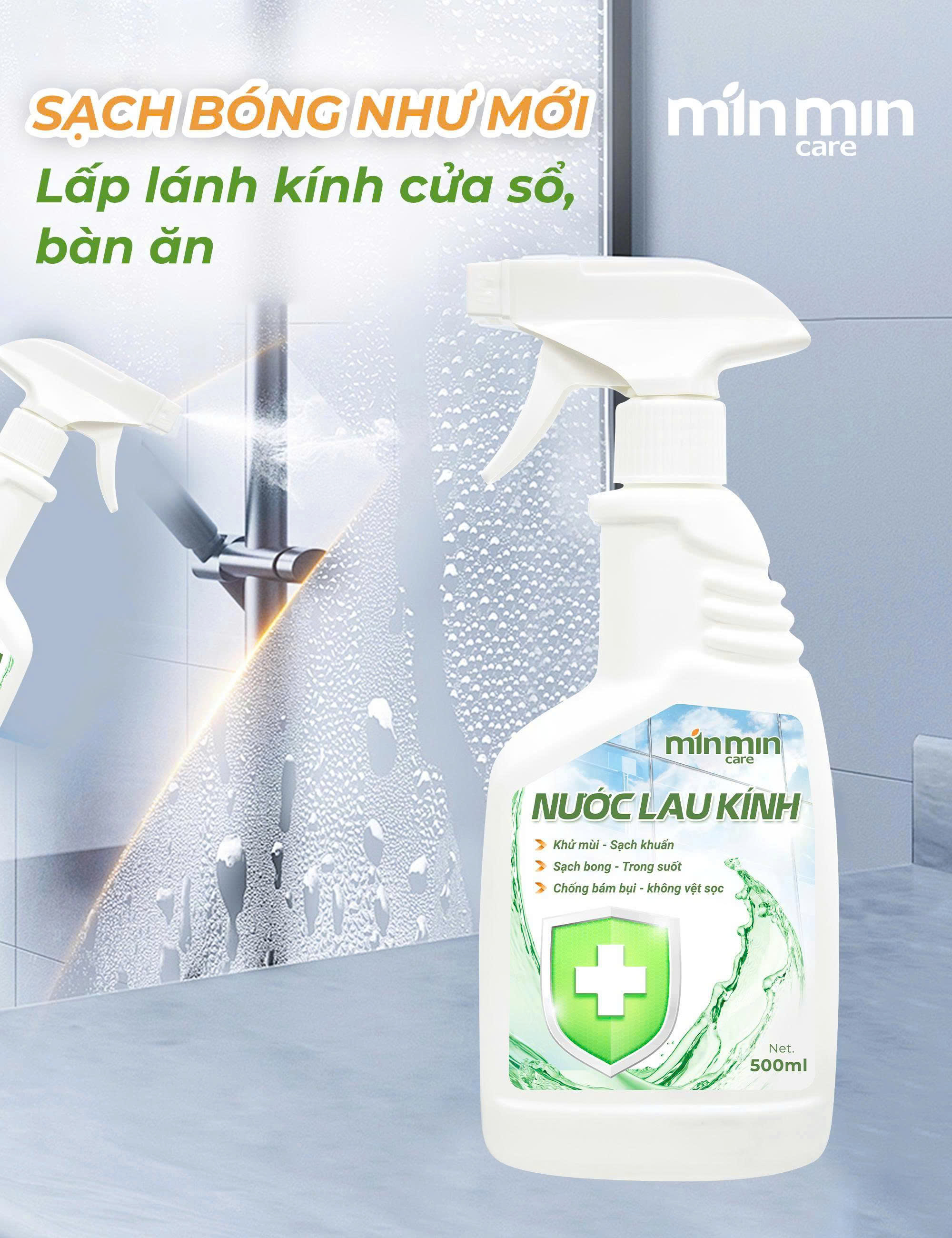 Nước lau kính Min Min Care: lau thế nào để kính trong, không vệt mờ? 